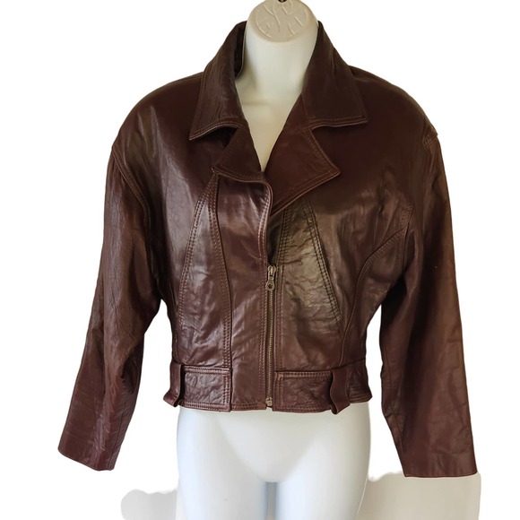 Tulipano Made in Italy Dark Brown Leather Jacket 42 - Picture 4 of 7